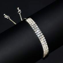 1pc Minimalist Rhinestone Adjustable Roman Style Bracelet, Women Daily Accessory - Bracelet - View 9