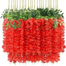 Paquetes de 12/24/36 Enredaderas artificiales de flores de glicinia colgantes de ratán y seda para decoración del hogar, fiestas, bodas, cumpleaños y graduaciones, de colores variados