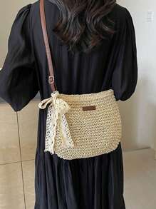 Yogodlns 蕾丝围巾装饰、女士度假包、假日包、草编钱包、草编沙滩包、沙滩必需品、沙滩必需品、沙滩用品和夏季必需品