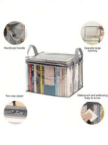 1 pieza Bolsa de almacenamiento de libros de gran capacidad - Portátil, transparente, bolso casual con diseño sencillo para organización fácil, vuelta al colegio, útiles escolares