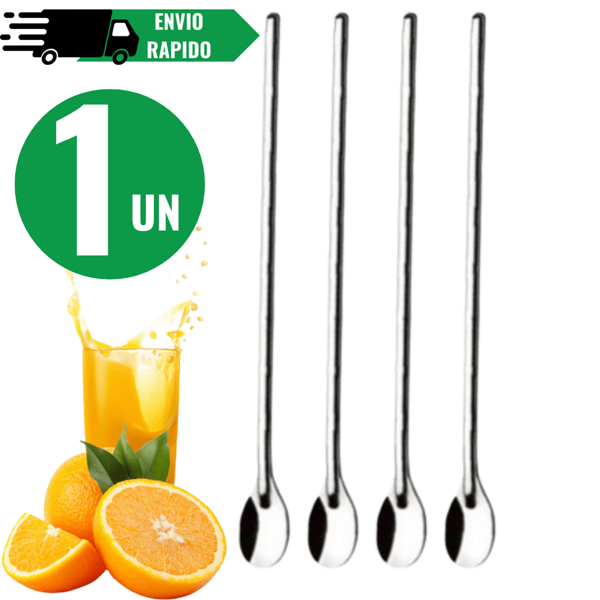 Colher Bailarina Aço Inox 30cm Para Sucos e Drinks Colher de longo  Alcance Para Jarras