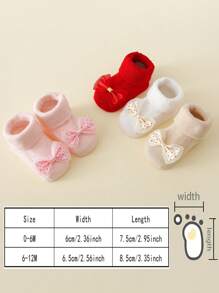 4 Pairs Baby/Toddler Girls' Cute Bow Decor Cotton Blend Ankle Socks, All Season - Multicolor - View 3