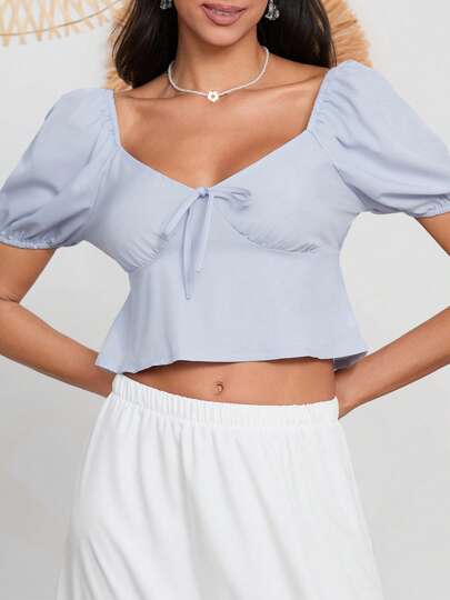 Women Crop Basic T-Shirts Casual Summer Solid Color Short Sleeve Tops For Streetwear Aesthetic Grunge Clothes