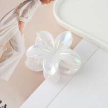 1pc Iridescent Daisy Flower Hair Claw Clip, Colorful Floral Oval Leather Texture Flat Hair Accessory, Ponytail Hair Claw Clip Hair Clips Hair Jaw Clip Hair Clamps Hair Clutch Hair Catcher Clip