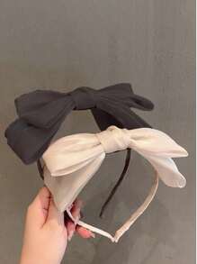 2件套双层超大3D蝴蝶结发箍，女士优雅纯色简约百搭头饰，适合散步、聚会、派对等场合，可作发带、发箍、发饰、头饰、礼物头饰 - 彩色 - 查看 5