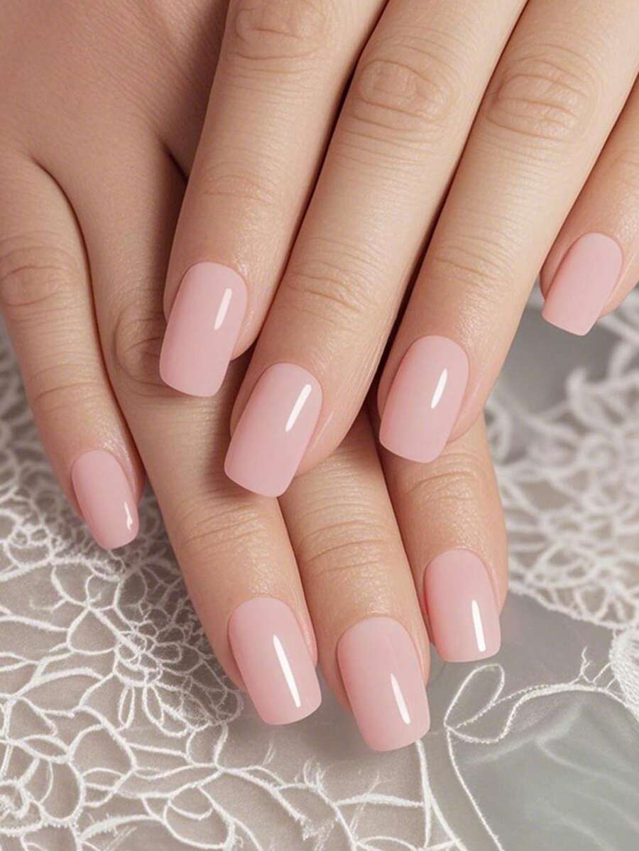 Bộ 32 móng tay giả hình vuông màu hồng nhạt dài vừa phải, đế màu trơn tối giản, móng tay giả dày tự làm, phù hợp cho bé gái/phụ nữ đi chơi lễ, dự tiệc, đi làm, bao gồm 1 băng keo dán móng hai mặt và 1 dũa móng, dùng cho mọi mùa