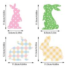 4 件/套复活节兔子装饰摆件，园艺风格动物摆件，人字形板 PVC 材质，站立兔子，适用于各种房间装饰，无需电力，适合复活节假期装饰。
