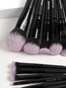 MAANGE 18pcs/20pcs/51pcs Professional Makeup Brush Set, Includes 18 Pcs Face Makeup Brushes, 1 Makeup Sponge And 1 Velvet Makeup Bag, Containing Powder Brush, Blush Brush, Foundation Brush, Contour Brush, Eyeshadow Brush, Eyebrow Brush, Eyeliner Brush And Smudge Brush. The Makeup Tools Are Made Of Soft, Skin-Friendly Fiber Material, Easy To Carry. It Is An Ideal Gift For Women And Girls. The Set Contains Various Makeup Brushes, A Perfect Combination Of Makeup Tools. - Black - View 9