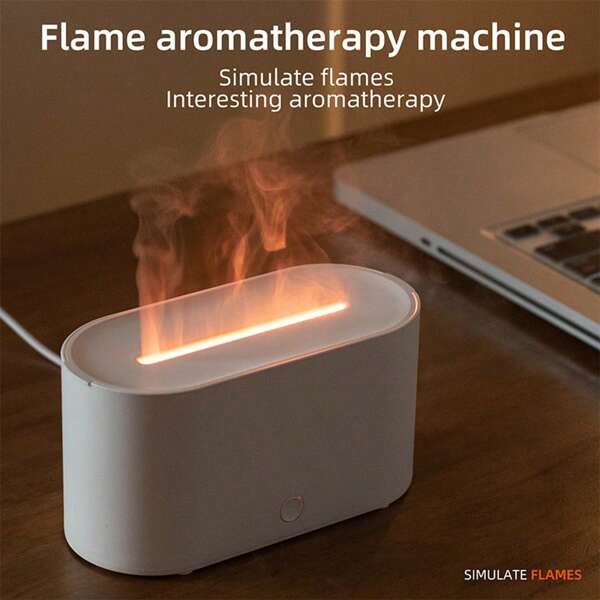 1pc USB Powered Flame Mini Aromatherapy Diffuser, Simple Ultrasonic Home Humidifier,7-Color Lighting, Humidifier, Air Freshener, Fragrance Diffuser For Room, Living Room, Office