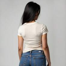 Kit 2 Women's V-Neck T-Shirt 100% Basic Cotton Premium T-Shirt - 查看 4