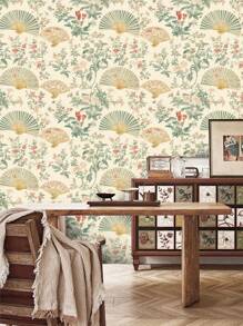 YUANYI 1 cuộn giấy dán tường tự dính kích thước 17,52in*78,74in, họa tiết quạt và hoa, chống thấm nước, chống trượt, có thể tháo rời và tái sử dụng, thích hợp cho kệ tủ bếp, lót ngăn kéo, trang trí lại mặt bàn, lót tủ, giấy dán tường phòng tắm. - Nhiều màu - Xem 1