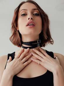 1PC Leather Collar Choker Gothic Choker Fetish Collar Layered Choker