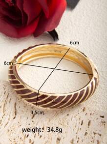 1pc Minimalist Burgundy Dripping Oil Open Bangle, Versatile For Daily Wear And Party - Burgundy - View 8