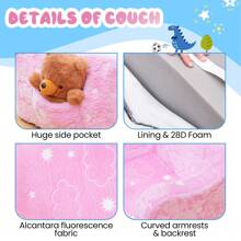Children's Small Ofa, The Best Choice For Children's Birthday Gifts, Stretchable Cushion, Sofa And Sofa Bed In One, Multi. Functional Memory Sponge Sofa, Suitable For Living Room, Bedroom, Game Room Home Furniture - 粉色 - 查看 8