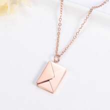 1pc Stainless Steel Envelope Pendant Necklace, Romantic Gift For Women, Suitable For Daily Wear