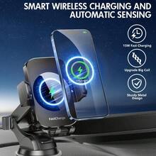 2025WLPower 15W Rapid Wireless Car Charger Mount - Automatic Sensing, 360 Degree Adjustable Phone Holder For Hands-Free Driving - Universal Fit For IPhone 15, 14, 13, 12, 11 Pro Max, Xs, Galaxy S24 Ultra, S23, S22, S21, S20, S10+, Valentine's Day Gifts