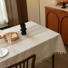 Toalha de mesa simples de crochê retrô rural, borla oca de penas de pássaros estilo country, tecido de malha, toalha de mesa quadrada de patchwork de renda, adequada para penteadeiras, banquetes, casamentos, decoração de casa, toalha de mesa decorativa de piano