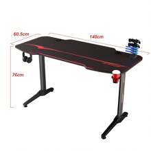 DEVOKO 140X60cm Gaming Desk, Home Office Gamer Desk, Computer Table With Large Carbon Fiber Desktop - Black - View 5