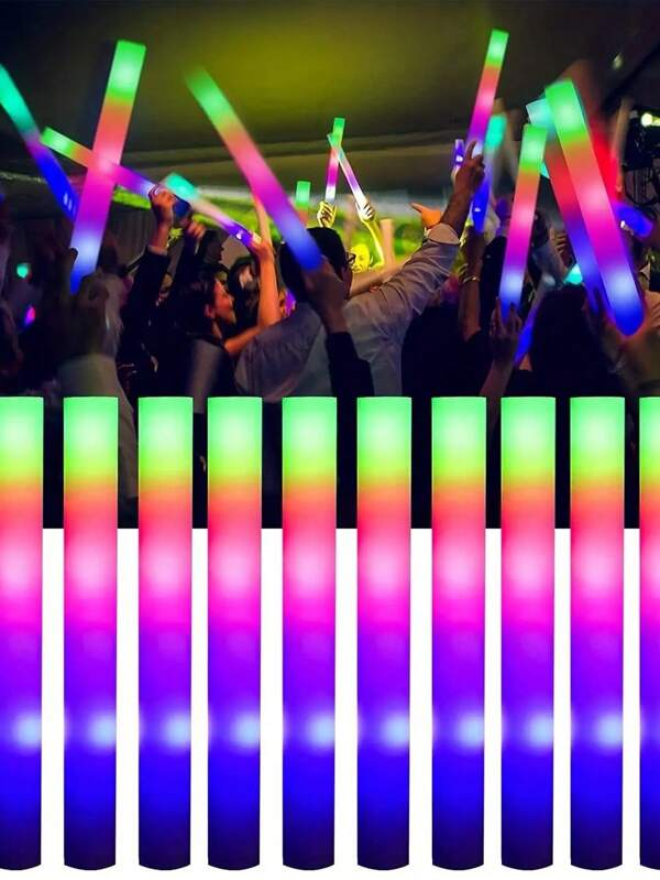 101 Pieces Of Loose Glow Sticks, LED Foam Stick Glow Batons, Party Gifts, 3 Modes, Colorful Flashing, Night Light Party Supplies, Suitable For Parties, Weddings, Birthdays, Concerts, Halloween, Christmas, Mother's Day