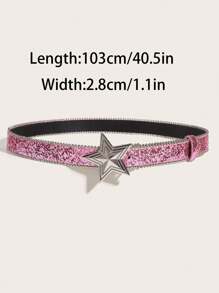 Star Snap Buckle Belt, Personalized Sequin Decor Waist Belt, Versatile Jeans Design, Fashion Accessory For Boy And Girl - one-size - View 3