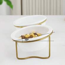 New Ceramic Double Bowl With Iron Wire Stand, Cat/Dog Lover Gift And Dog/Cat Mom Love Pet Bowls For Cat Lover And Cat Mom Love And Dog Lover And Dog Mom Love, Dual-Purpose Cat/Dog Lover Gift And Dog/Cat Mom Love Pet Food And Water Bowls