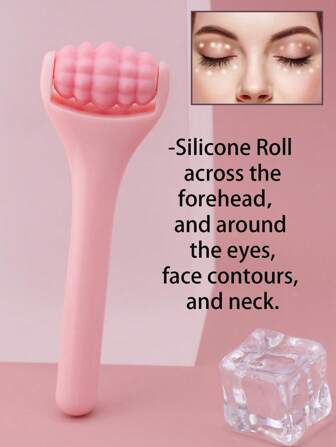 1 pieza Rodillo masajeador de ojos de silicona, cabeza de masaje desmontable