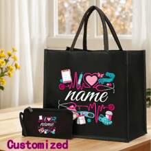 2025 New Customizable Alphabet Medical Worker Tote Bag | Linen Lining | Nurse First Aid Kit Doctor Commuting Equipment | Machineable Multi-Functional Mommy Bag, Linen Bag For Wallet