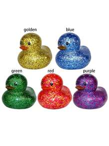 1pc/5pcs Rubber Duck, Light Up Duck, Quacking Duck - Tassels, Glitter, Sparkly Party Decor Duck - Suitable For Home Office Decoration, Bicycle Accessories, Car, Decoration, Party Favors And Gifts