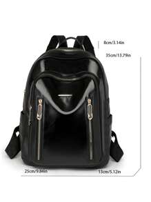 Large Capacity Fashion Women Travel Laptop Backpack, Student Backpack, Street Style - Black - View 7