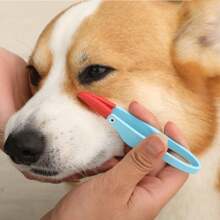 Pincel para pó de olho de gato ADog, escova removedora de manchas de lágrimas para cães, escova lavável de fibra para remoção de manchas de lágrimas para animais de estimação para aplicação segura e uniforme de pó para manchas de lágrimas, cabo ergonômico, cerdas longas e cônicas