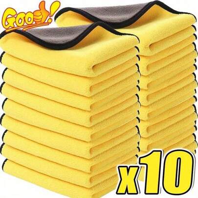 10pcs Ultra Fine Fiber Car Cleaning Cloths, Microfiber Wash Towels, Absorbent Car Drying Cloths