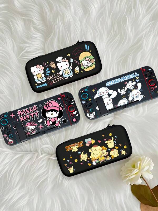 Sanrio 1PC schattig cartoon Sanrio-serie patroon Een verscheidenheid aan opties Individueel verpakt of wissel Opbergzak + NS-handvat Beschermhoes Combopakket Draagbare opbergtas Reistas Zwarte organizer Verjaardagscadeau Vakantiecadeau