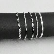 1 Set Of 5pcs Boho Style Metal Chain Layered Bracelet For Women