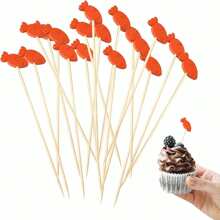 200/100/80/50/30/20/10pcs/Pack Easter Carrot Designed Bamboo Picks, Suitable For Easter, Burgers, Bread, Desserts, Appetizers, Home Party Cake & Food Decoration In Spring Festivals