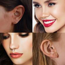 1/4Pcs 16G Stainless Steel Opal Colourful Nose Ring For Women Men,Fashion Sexy Septum Nasi Diaphragm Piercing Jewelry Gift Suitable For Everyday Parties Wearing - Multicolor - View 7
