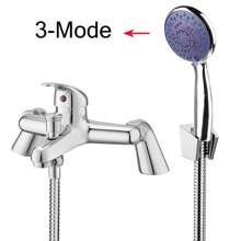 Luxury Bathroom Faucet Sink Bath Filler Tap Shower Mixer Taps + Shower Head 3-Mode Hand Held Set - Silver - View 2