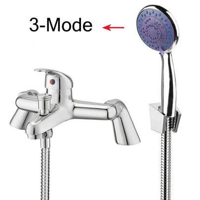 Luxury Bathroom Faucet Chrome Sink Bath Filler Tap Shower Mixer Taps + Shower Head 3-Mode Hand Held Set