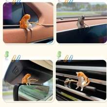 7pcs/Set Fishing Cat Ornaments Aquarium Decoration Fish Landscaping Cartoon Cat Statue Mini Resin Figurine Home Decorations