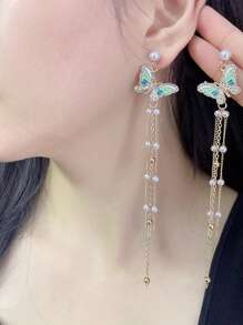 优雅流苏耳环，时尚蝴蝶装饰耳环，适合女性的礼物 - 彩色 - 查看 6