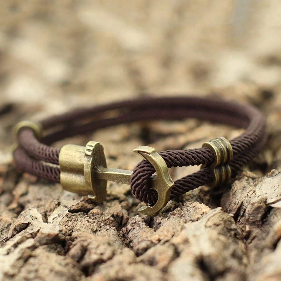 Vintage Pirate Bracelet Men Bronze Punk Bracelet Outdoor Survival Bracelet Gift For Him Double Rope Bracelets - Anchor Bracelet - View 1