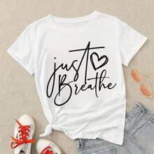 Solo respira - Pegatina de transferencia térmica de frases motivacionales, de autocuidado e inspiracionales para amar a uno mismo, apta para camisetas, sudaderas, tela, bolsos y decoración de ropa, decoración de fiestas, 10 pulgadas - Negro - Ver 8