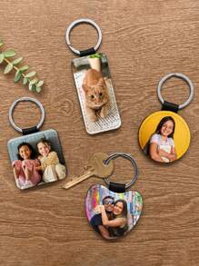 1 pieza Llavero de foto de cuero personalizado, personalizable con fotos de mascotas, parejas o familiares, regalo para ella, parejas, mamá, papá, hermana, abuelos, familia, vacaciones, aniversario, portátil, grabado, acero inoxidable, colorido, lindo, divertido, kawaii, estilo del milenio, unisex, casual - Blanco - Ver 3