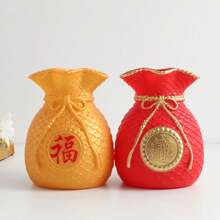 1pc Chinese Style Wheat Ear Lucky Bag Vase, Living Room Decor, Wealth-Attracting Money Bag Vase Ornament, Resin Home Party Decoration Gifts Birthday Graduation