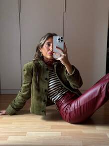 Women's Casual Corduroy Single-Breasted Short Jacket, Fashionable For Commuting And Dating, Spring/Summer