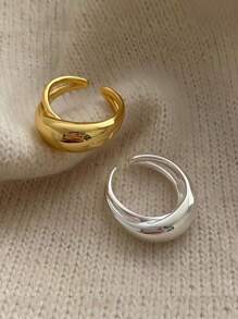 Simple And Personalized Sterling Silver Large Curve Design Versatile Hand-Dressed Women's Ring Suitable For Daily Clothing - Geometric Polished Ring - View 8