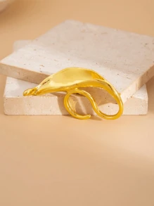 1 pieza Anillo de hoja de metal vintage asimétrico, accesorio de anillo de regalo lujoso para bodas y fiestas, para mujeres, parejas, cumpleaños