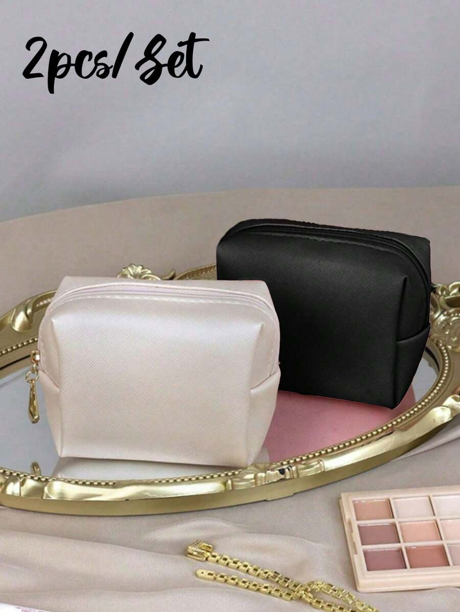 2 piezas Bolsa de maquillaje portátil, estuche de cosmética pequeño, estuche para lápices labiales de viaje mini, bolsa de aseo de viaje a prueba de agua y linda, artículos escolares, esenciales de viaje, bolsa de maquillaje, accesorios de vacaciones, bolsa de cosméticos, organizador de maquillaje, estampado de leopardo y perros salchicha, regalo para mujeres - Multicolor - Ver 1