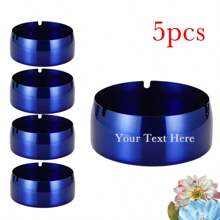 5 piezas Set de ceniceros de acero inoxidable a prueba de viento, personalizado con grabado láser, adecuado para promociones de eventos, regalos corporativos, fiestas de boda y cumpleaños, picnic y camping, decoración para jardín, bar, restaurante, cafetería, regalo ideal para familia, pareja, compañero de trabajo