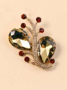 1pc Creative Fashion Jewelry Crystal Hollow Corn Brooch, Elegant Accessory