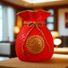 1pc Chinese Style Wheat Ear Lucky Bag Vase, Living Room Decor, Wealth-Attracting Money Bag Vase Ornament, Resin Home Party Decoration Gifts Birthday Graduation